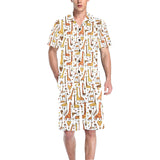 Giraffe Pattern Print Design 04 Men's V-Neck Short Pajama Set