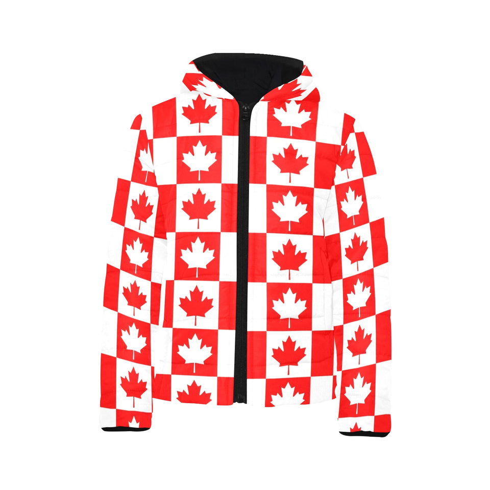 Canada Pattern Print Design 05 Kids' Boys' Girls' Padded Hooded Jacket