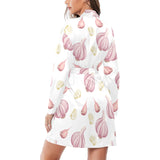 Garlic pattern Women's Long Sleeve Belted Night Robe
