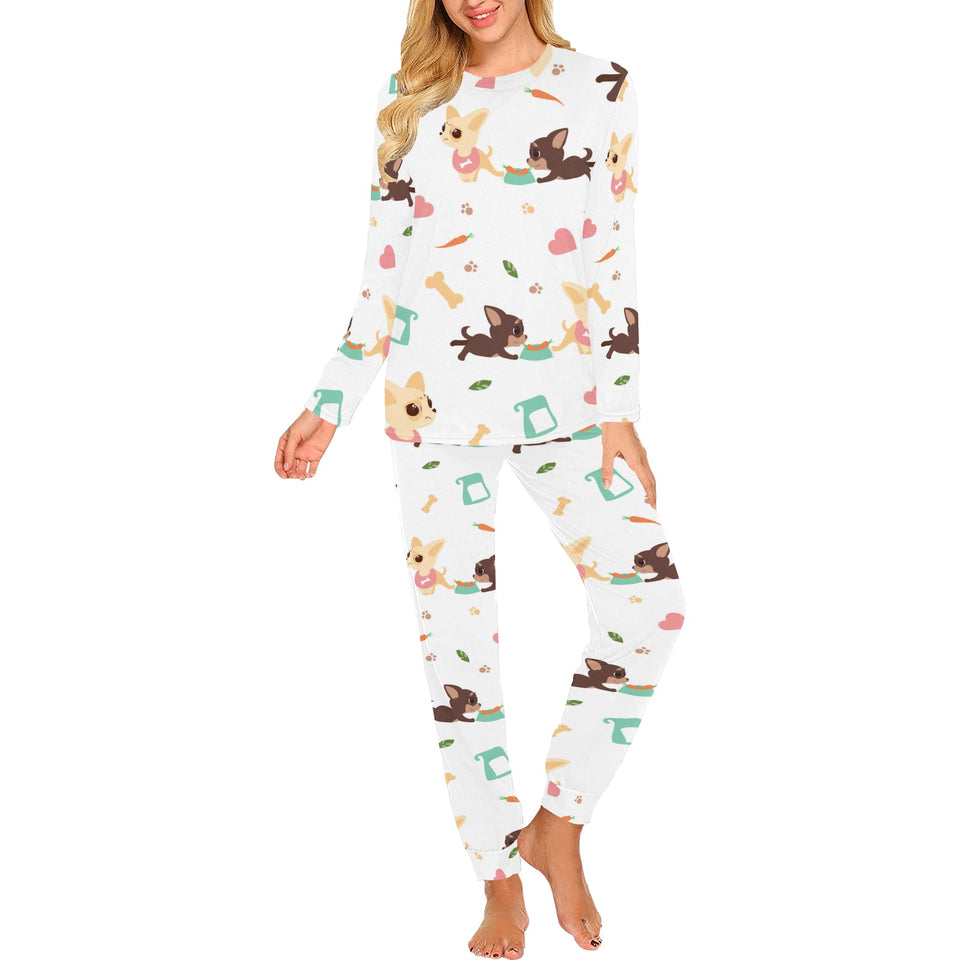 Cute Chihuahua puppie pattern Women's All Over Print Pajama Set