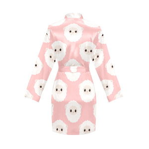 Cute sheep pattern Women's Long Sleeve Belted Night Robe