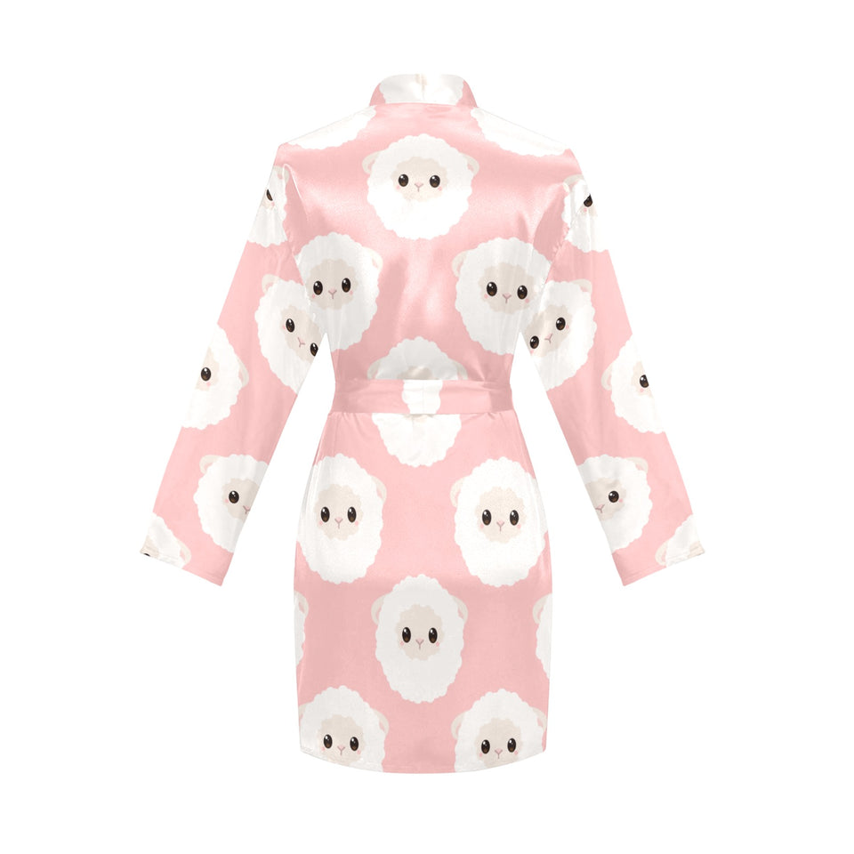 Cute sheep pattern Women's Long Sleeve Belted Night Robe