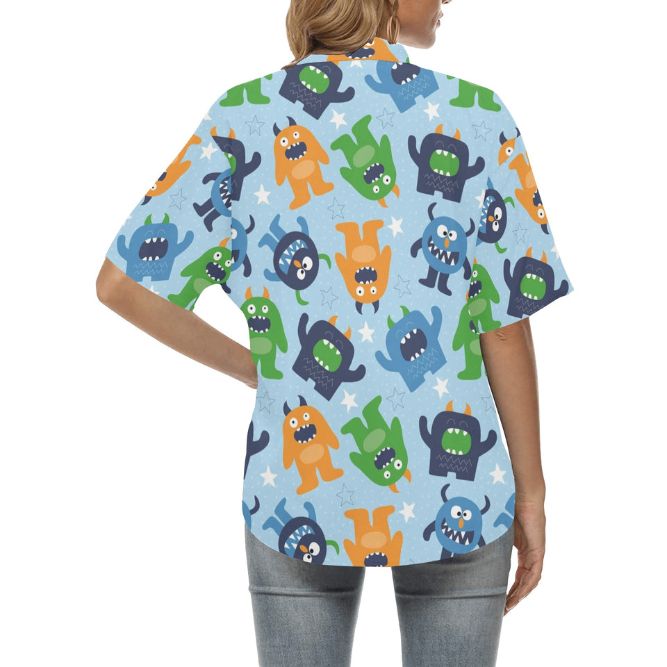 Alien Pattern Print Design 04 Women's All Over Print Hawaiian Shirt