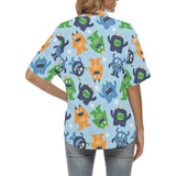 Alien Pattern Print Design 04 Women's All Over Print Hawaiian Shirt
