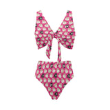 Guinea Pig Pattern Print Design 01 Chest Bowknot High Waisted Bikini Swimsuit