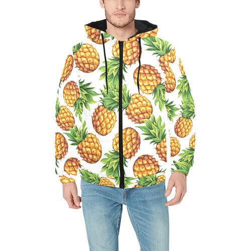Pineapples design pattern Men's Padded Hooded Jacket