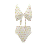 Horseshoes Pattern Print Design 02 Chest Bowknot High Waisted Bikini Swimsuit