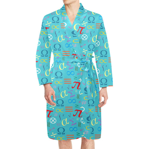 Math Pattern Print Design 02 Men's Long Sleeve Belted Night Robe