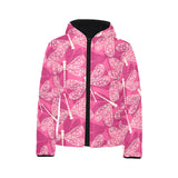 Beautiful dragonfly pink background Kids' Boys' Girls' Padded Hooded Jacket