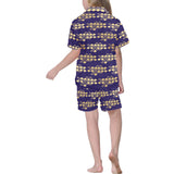 Beautiful japanese fan pattern Kids' Boys' Girls' V-Neck Short Pajama Set