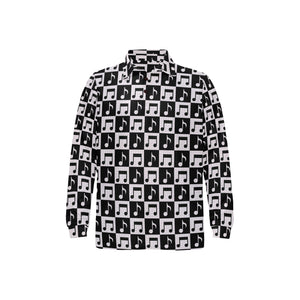 Music Notes Pattern Print Design 01 Men's Long Sleeve Polo Shirt
