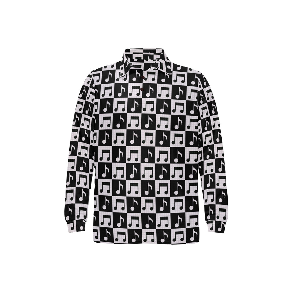 Music Notes Pattern Print Design 01 Men's Long Sleeve Polo Shirt