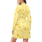 Cheese texture Women's Long Sleeve Belted Night Robe