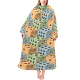 Dice Pattern Print Design 05 Blanket Robe with Sleeves