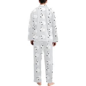 Bull Terrier Pattern Print Design 01 Men's Long Pajama Set