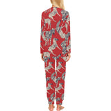 Zebra abstract red background Women's All Over Print Pajama Set
