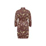 Coffee bean flower pattern Men's Long Sleeve Belted Night Robe