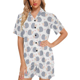 Hedgehog Pattern Print Design 04 Women's V-Neck Short Pajama Set