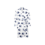 Swallow Pattern Print Design 03 Men's Long Sleeve Belted Night Robe