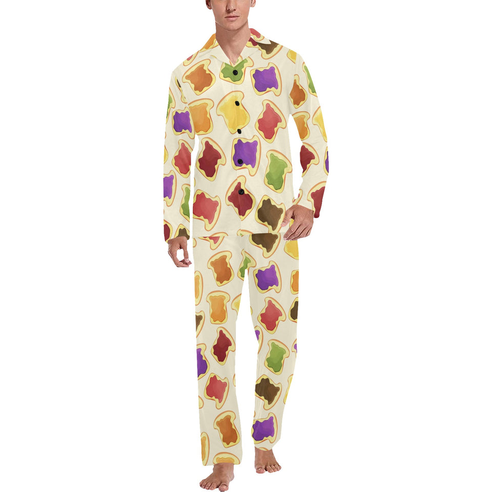 Bread Toast Pattern Print Design 02 Men's Long Pajama Set