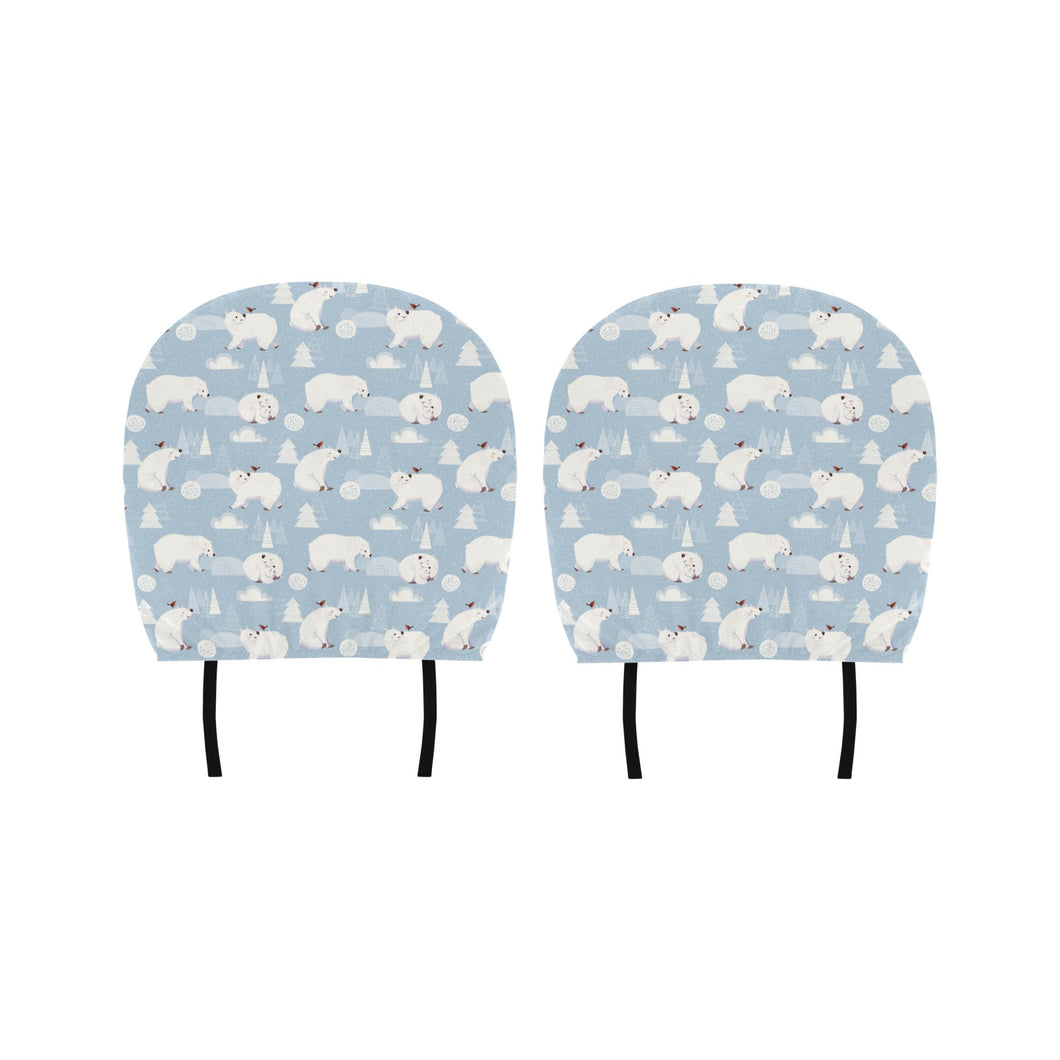 Cute polar bears Christmas decoration pattern Car Headrest Cover