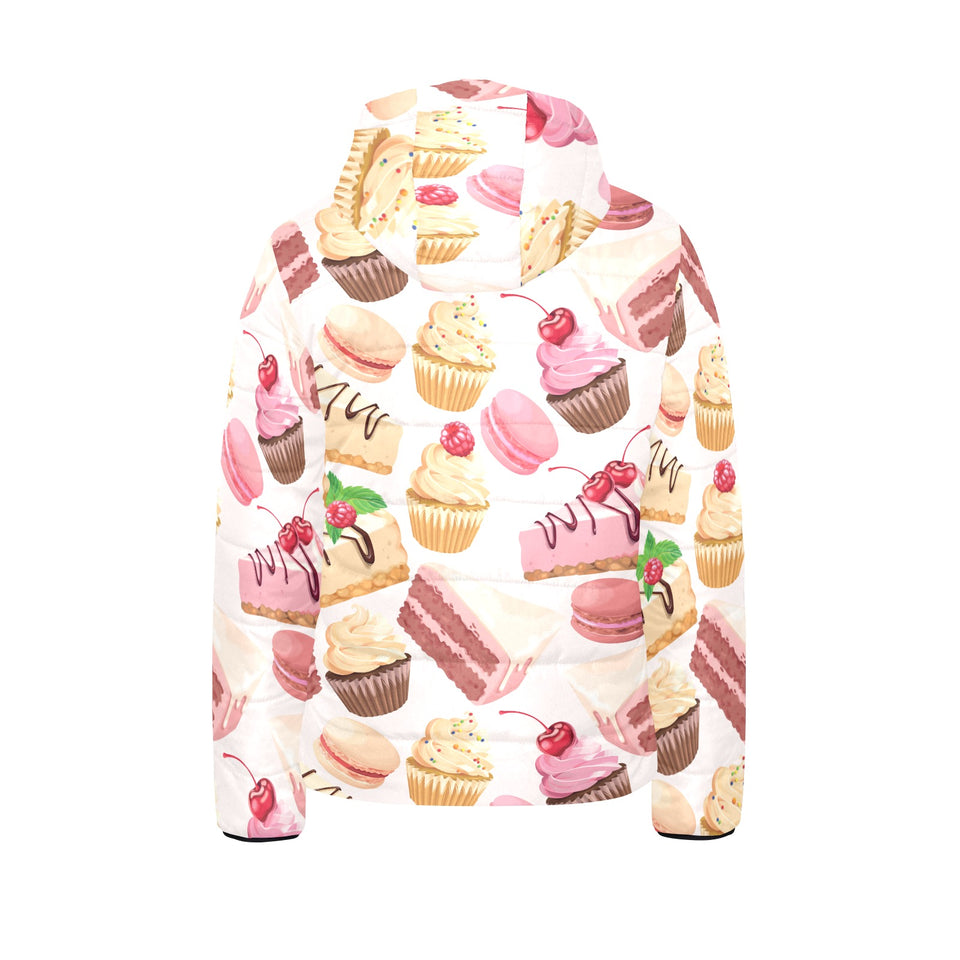 Cake cupcake sweets pattern Kids' Boys' Girls' Padded Hooded Jacket