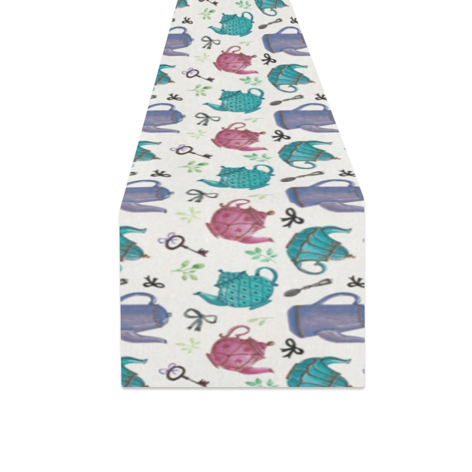 Tea pots Pattern Print Design 05 Table Runner