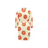 Tomato dot background Men's Long Sleeve Belted Night Robe