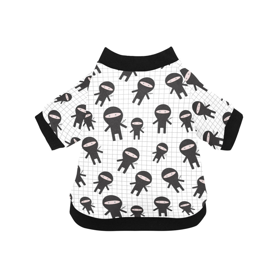Ninja pattern plaid background All Over Print Pet Dog Round Neck Fuzzy Shirt