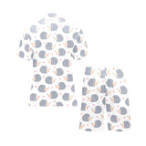 Hedgehog Pattern Print Design 04 Men's V-Neck Short Pajama Set