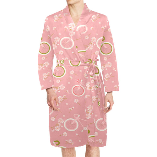 Bicycle Pattern Print Design 02 Men's Long Sleeve Belted Night Robe
