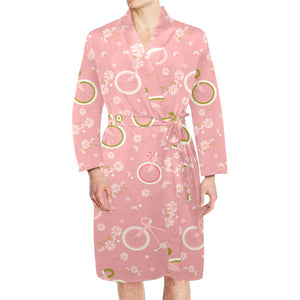 Bicycle Pattern Print Design 02 Men's Long Sleeve Belted Night Robe