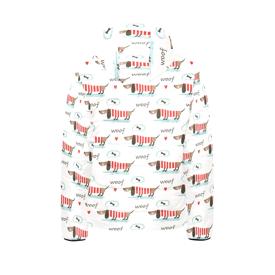 Cute dachshund bone pattern Kids' Boys' Girls' Padded Hooded Jacket