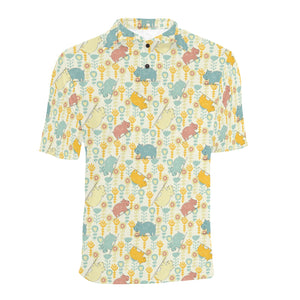 Hippopotamus Pattern Print Design 04 Men's All Over Print Polo Shirt
