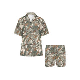 Monkey tropical leaves background Women's V-Neck Short Pajama Set