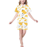French fries white paper box pattern Kids' Boys' Girls' V-Neck Short Pajama Set