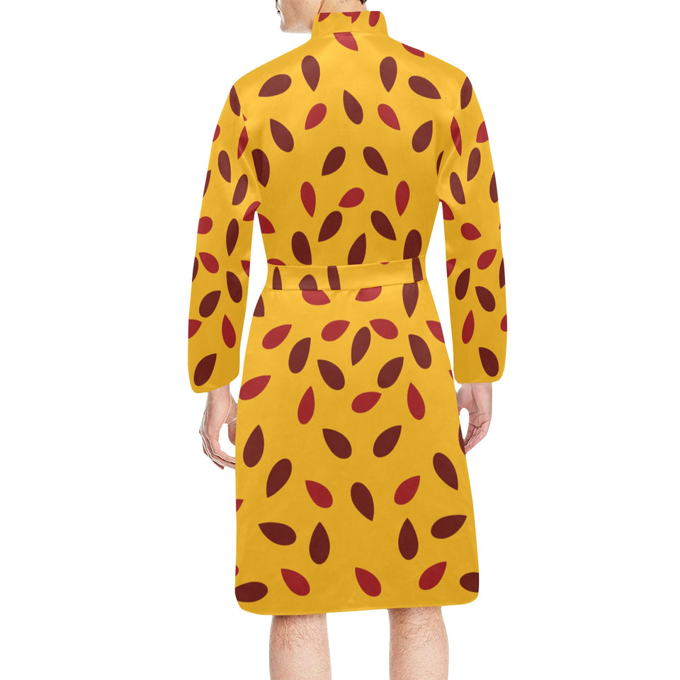 Passion fruit texture Men's Long Sleeve Belted Night Robe