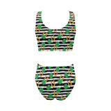 Horseshoes Pattern Print Design 01 Chest Bowknot High Waisted Bikini Swimsuit