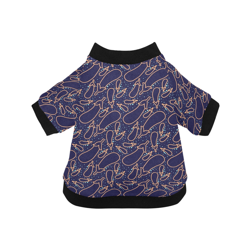 Eggplant Pattern Print Design 04 All Over Print Pet Dog Round Neck Fuzzy Shirt