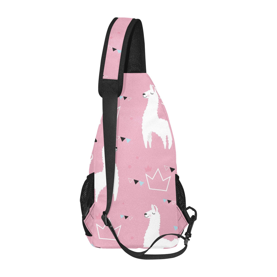 Llama Alpaca pink background All Over Print Chest Bag