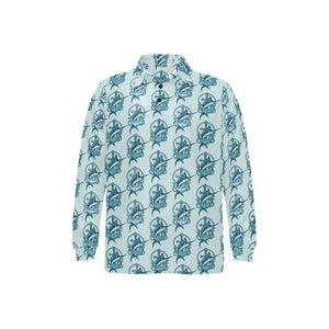 Swordfish Pattern Print Design 05 Men's Long Sleeve Polo Shirt