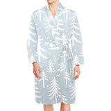 Christmas tree winter forest pattern Men's Long Sleeve Belted Night Robe