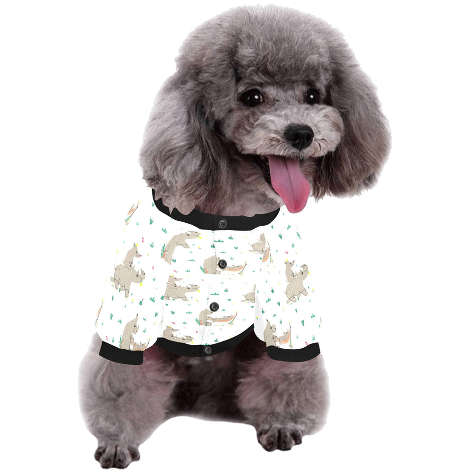 Cute Rhino pattern background All Over Print Pet Dog Round Neck Fuzzy Shirt