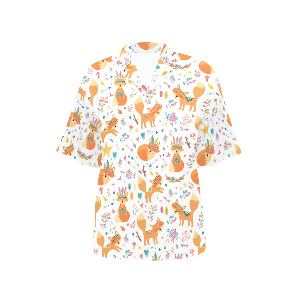 cute tribal fox pattern Women's All Over Print Hawaiian Shirt