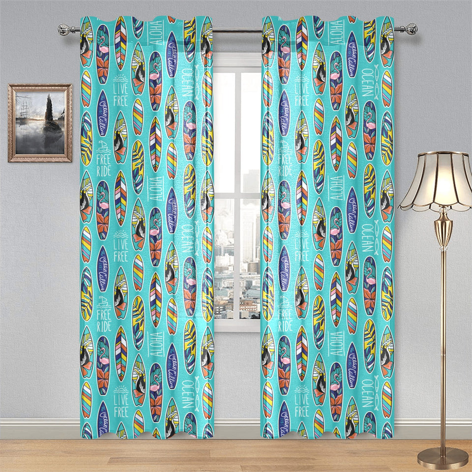 Surfboard Pattern Print Design 05 Gauze Curtain