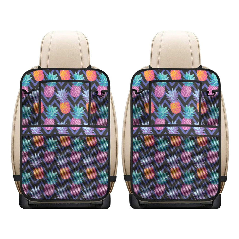 Pineapples pattern zigzag background Car Seat Back Organizer