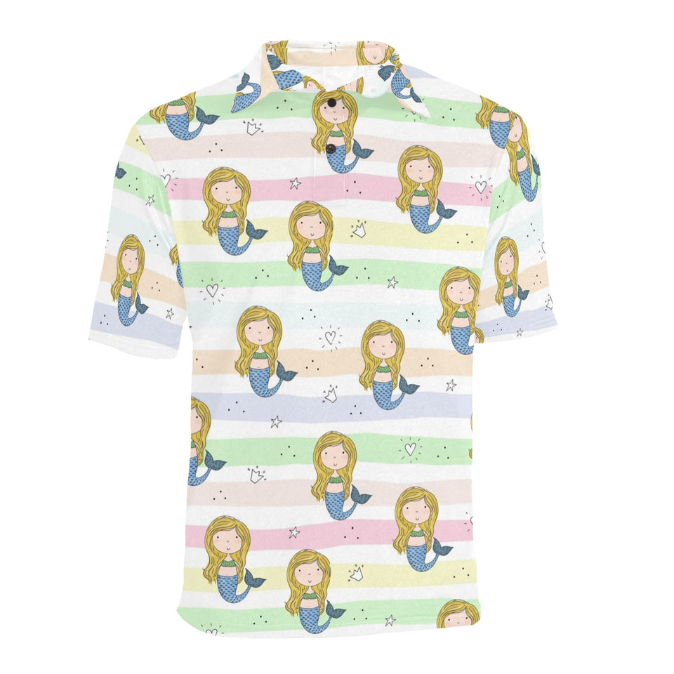 Cute hand drawn mermaid Men's All Over Print Polo Shirt