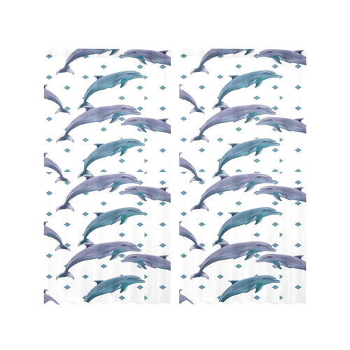 Dolphins pattern dotted background Gauze Curtain