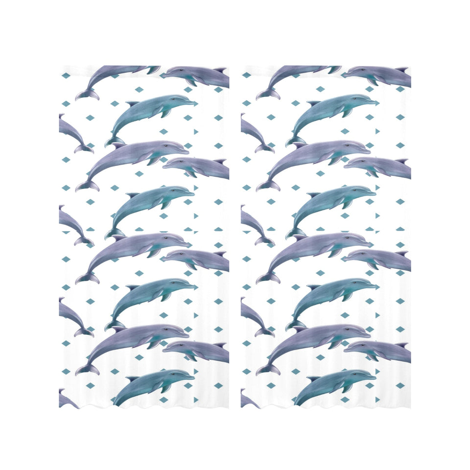 Dolphins pattern dotted background Gauze Curtain