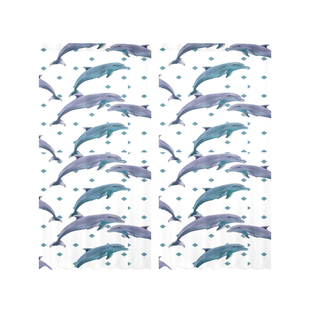 Dolphins pattern dotted background Gauze Curtain